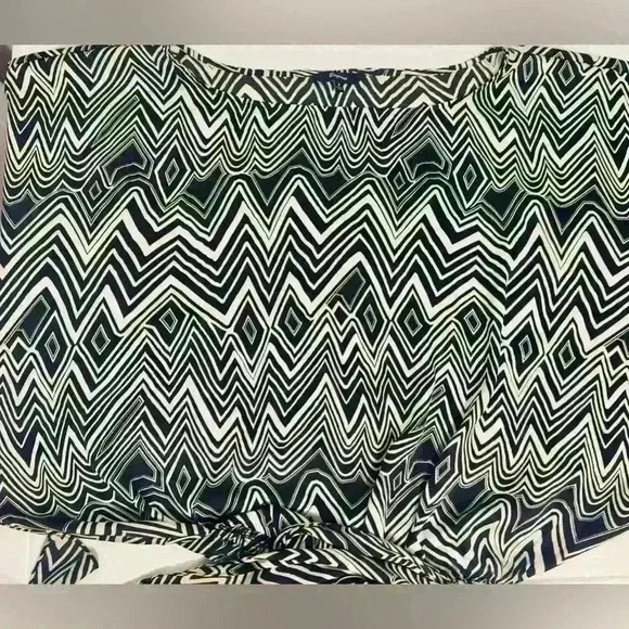 Express Silk Blouson Dress, Women’s Size Small, Geometric Black & Cream, Y2K - Picture 9 of 16